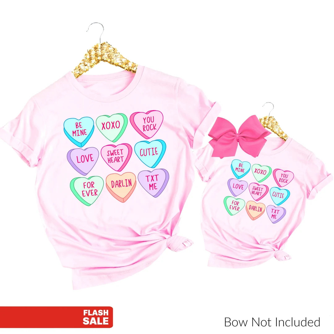Candy Hearts Sweathirt, Valentines Shirts for Women and Girl, Mommy and Me Outfits, Gift Mom and ... | Etsy (US)