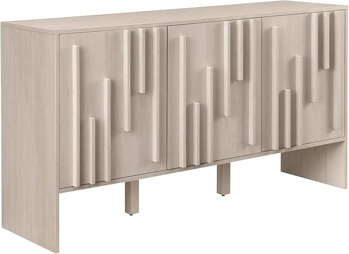 Walker Edison Contemporary Detailed 3-Door Sideboard 55 Inch Ivory Oak | Amazon (US)