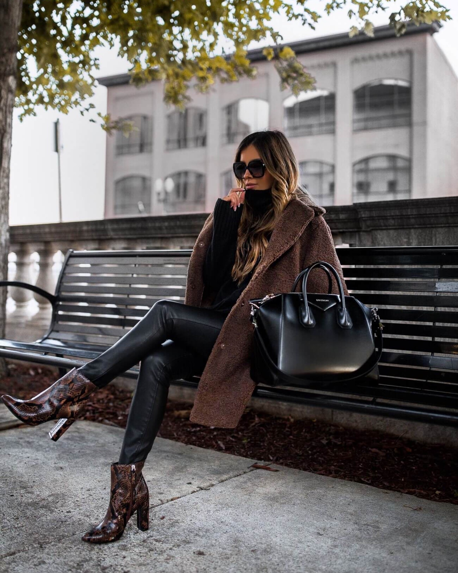 Fall outfit ideas
Similar brown teddy bear coat
Snakeskin booties