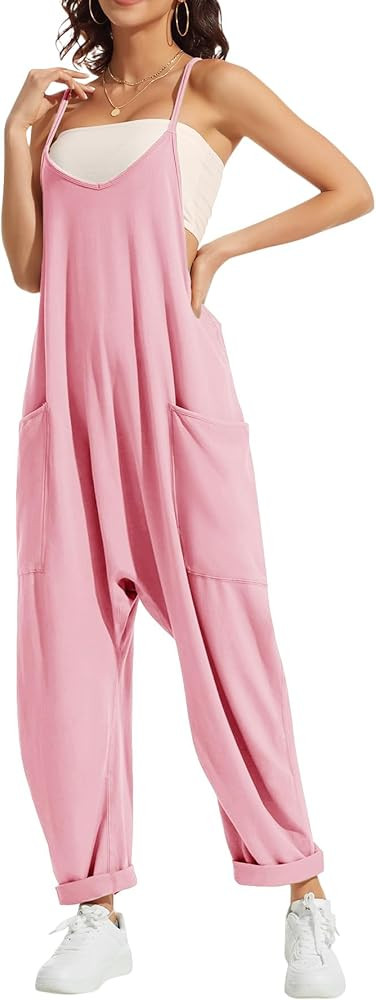 CAIYING Jumpsuit for Women Casual Rompers Sleeveless Loose Stretchy Strap Baggy Overalls Cotton J... | Amazon (CA)