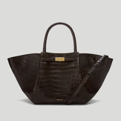 DeMellier The Midi New York in Dark Chocolate Croc-Effect Leather Shoulder bag | DeMellier
