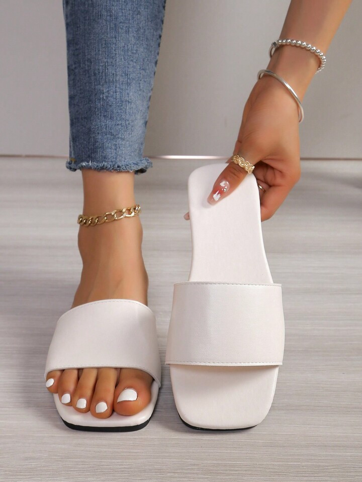 Women Flat Sandals Summer Simple And Lightweight Open-Toe Slippers For Indoor Outdoor Use, Casual... | SHEIN