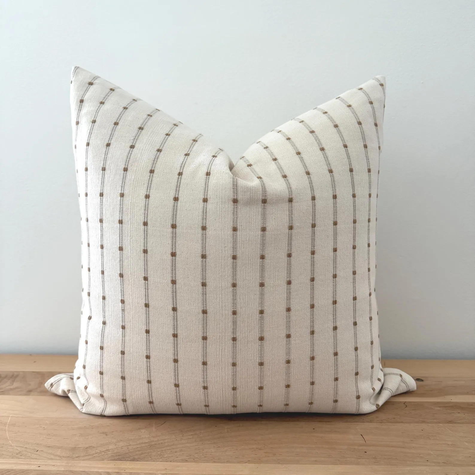 Cream Hand-loomed Cotton Pillow Cover | Brown Textured Stripe, Organic Textile | Etsy (Global)