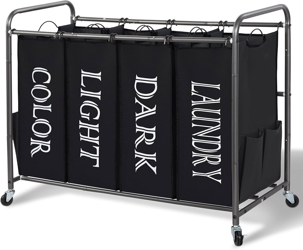 STORAGE MANIAC Laundry Sorter, Divider with Side Pockets, Multi Separator Hamper Removable Bags a... | Amazon (US)
