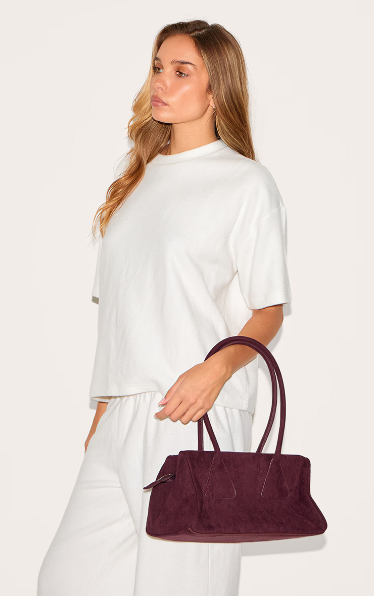Plum Faux Suede Bowler Bag | Accessories | Pretty Little Thing (Australia & New Zealand)