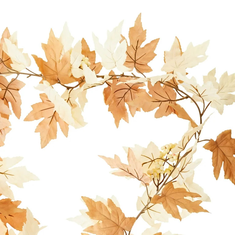 Harvest Cream & Brown Artificial Polyester Maple Garland, 72", by Way To Celebrate - Walmart.com | Walmart (US)
