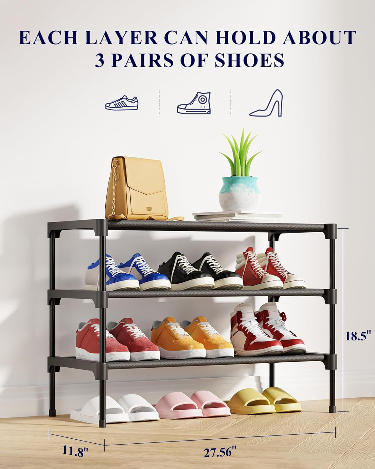 Kitsure Shoe Rack - Non-Woven Shoe Rack Shelf, Shoe Organizer for Closet, Entryway, Garage & Corr... | Amazon (US)