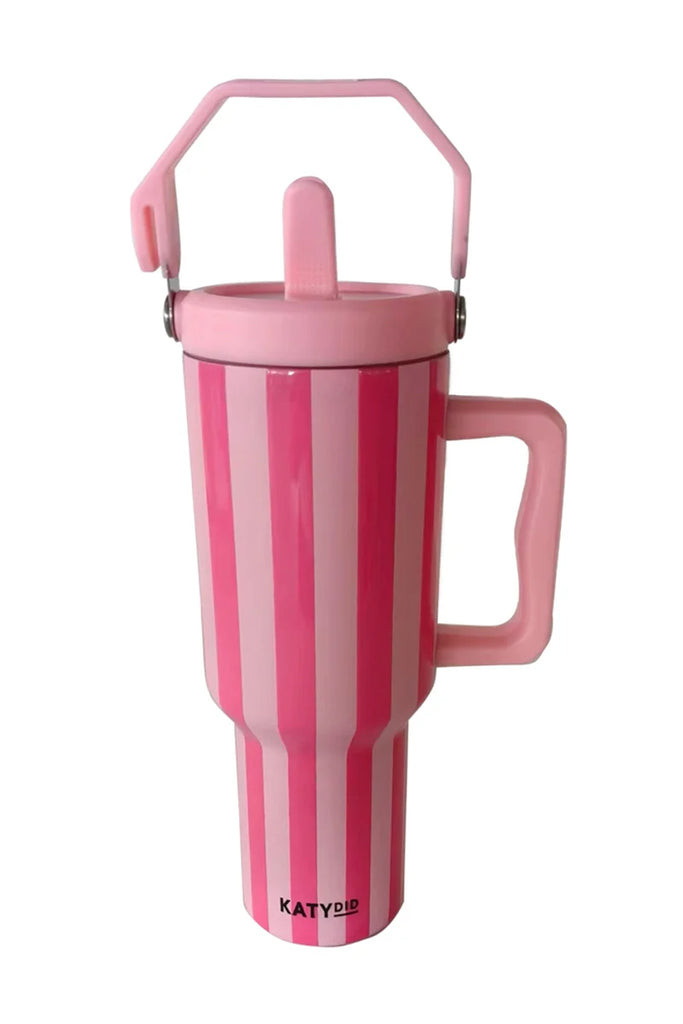 Pink and Hot Pink Striped Drink Tumbler | Katydid