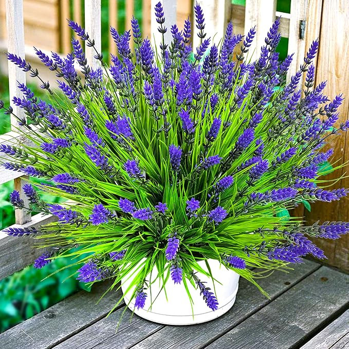 Artificial Plants Outdoor, 22 Pcs Fake Flowers UV Resistant Outdoor Artificial Lavender Flowers, ... | Amazon (US)