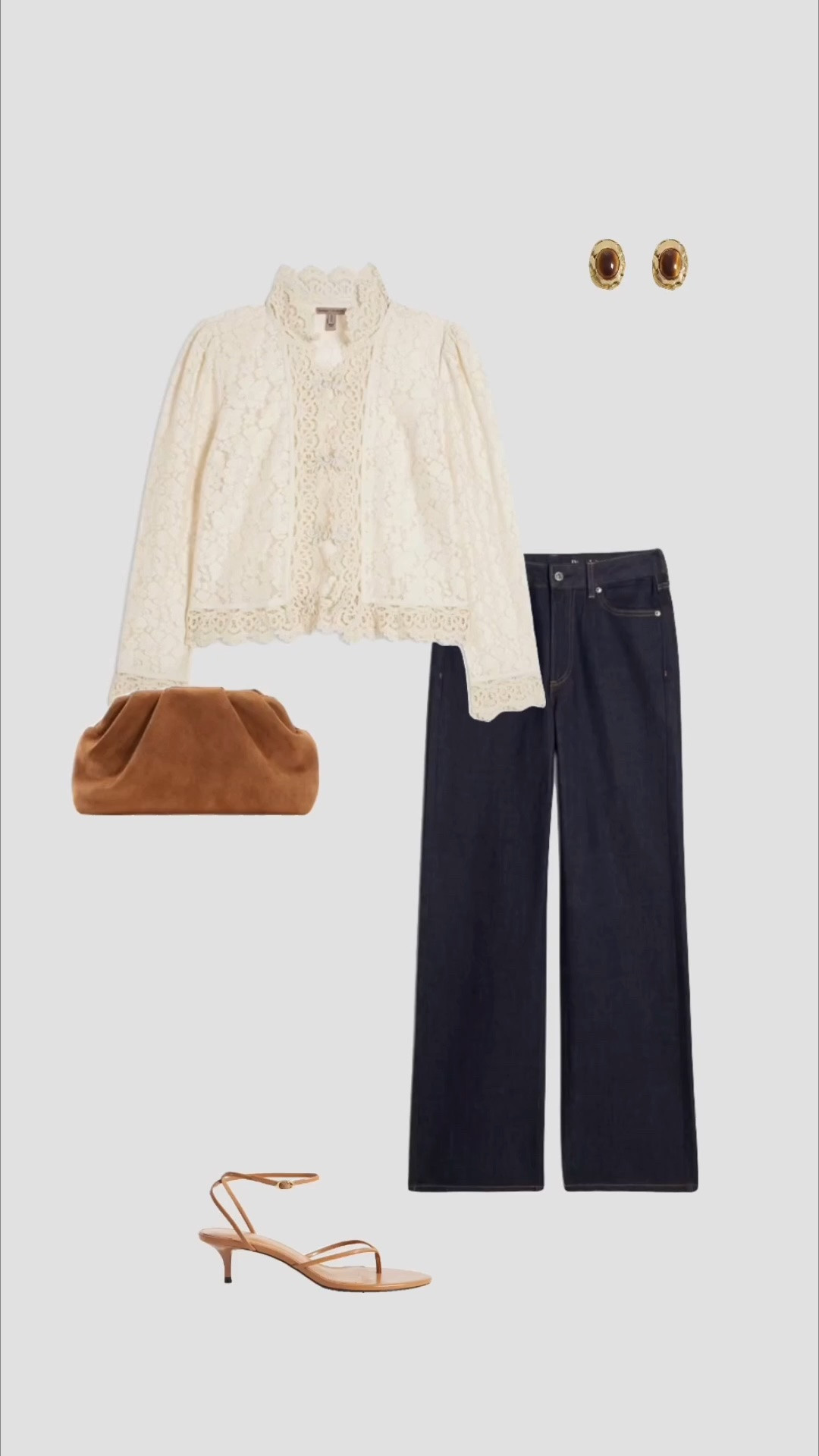 Cream Lace Military Jacket, High Waisted Dark Indigo Straight Leg Jeans, Faux Suede Tan Clutch Bag & Strappy Heels Autumn Date Night Outfit 🍾

• brunch outfits evening outfits going out outfit night out outfit party outfits city break outfits dinner outfit uk 2026 outfits high waisted jean formulas elevated outfits •

#LTKuk #LTKautumn #LTKdatenight