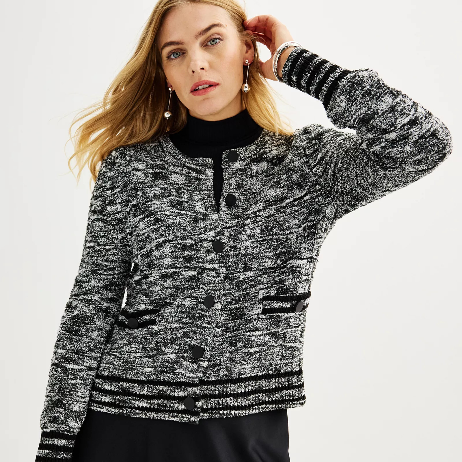 Women's Nine West Metallic Knit Cardigan Sweater | Kohl's