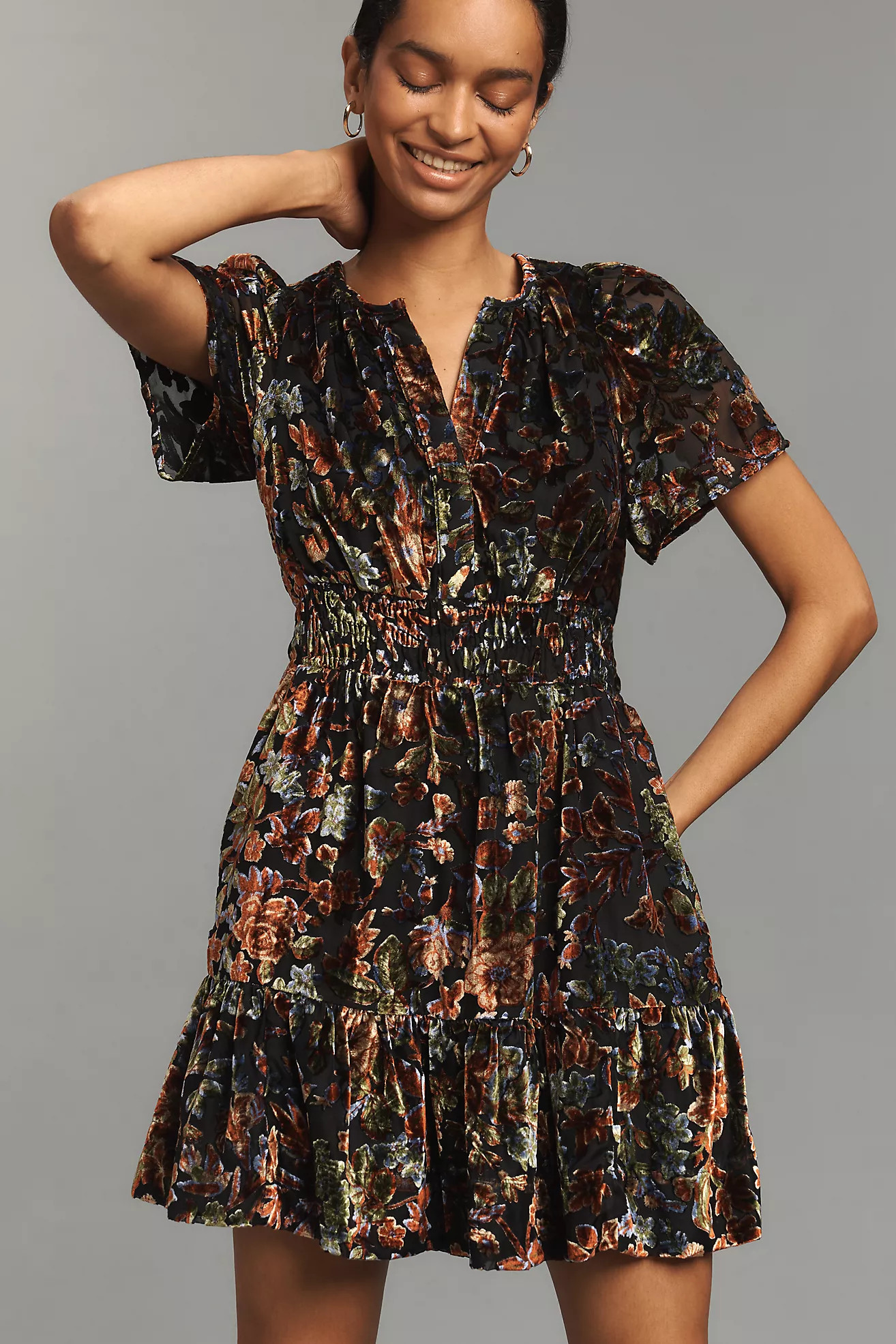 The Somerset Velvet Mini Dress | Anthropologie (US)
