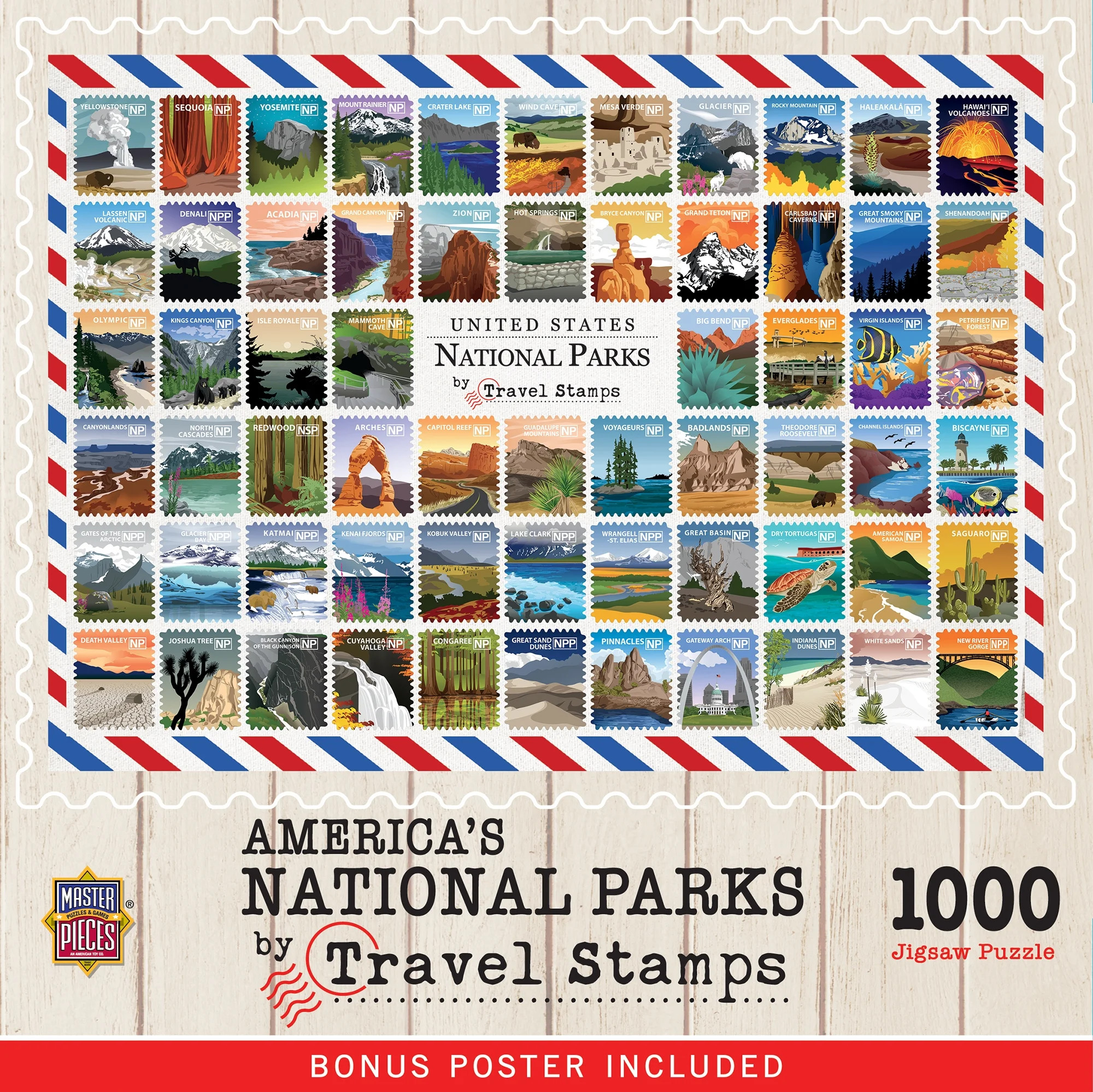 MasterPieces National Parks Travel Stamps 1000 Piece Adult Jigsaw Puzzle 19.25" by 26.75" | Walmart (US)