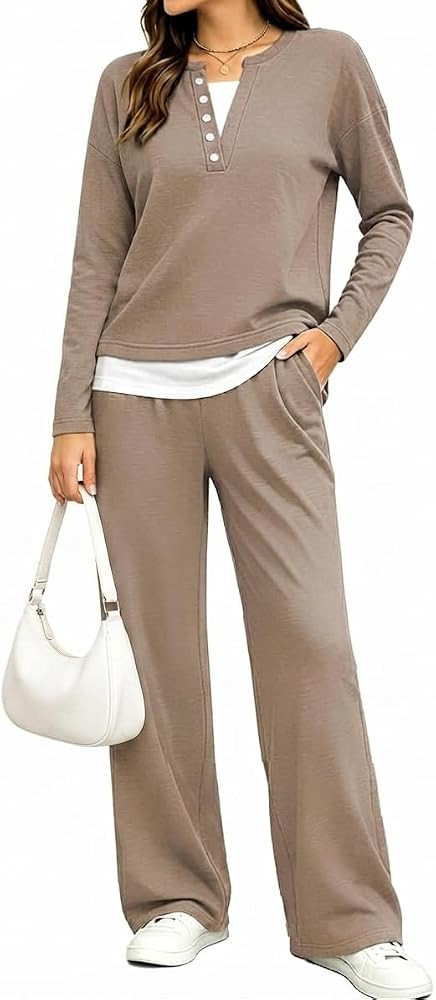Womens 2 Piece Lounge Sets Fall Winter Loungewear Airpot Travel Outfits | Amazon (US)