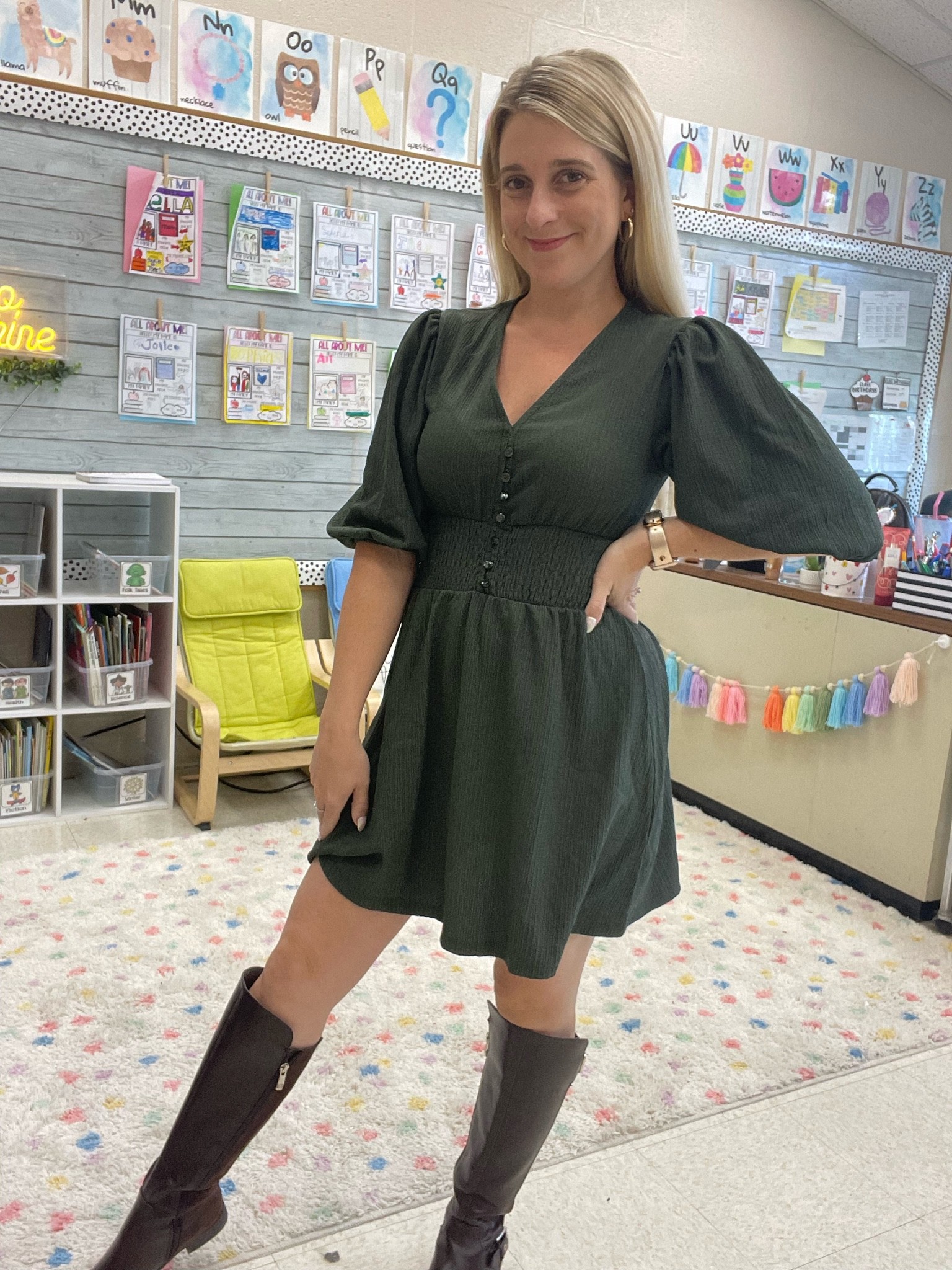 The perfect work dress for Fall. I am 5.1 and wearing a size X-small. This dress is on sale right now at Francesca’s!  

I am wearing tall riding boots. By Liz Claiborne. I linked a similar pair. They are so comfortable and match everything! 

#LTKworkwear #LTKSeasonal #LTKSale
