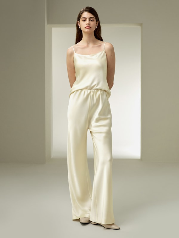 LILYSILK Womens Silk Trouser Pants - Lily White 100% Grade 6A Silk - Smooth Elasticised Waistband Trouser Petite 4 | LILYSILK