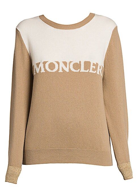 Moncler Women's Intarsia Logo Crewneck Sweater - Beige White - Size XS | Saks Fifth Avenue