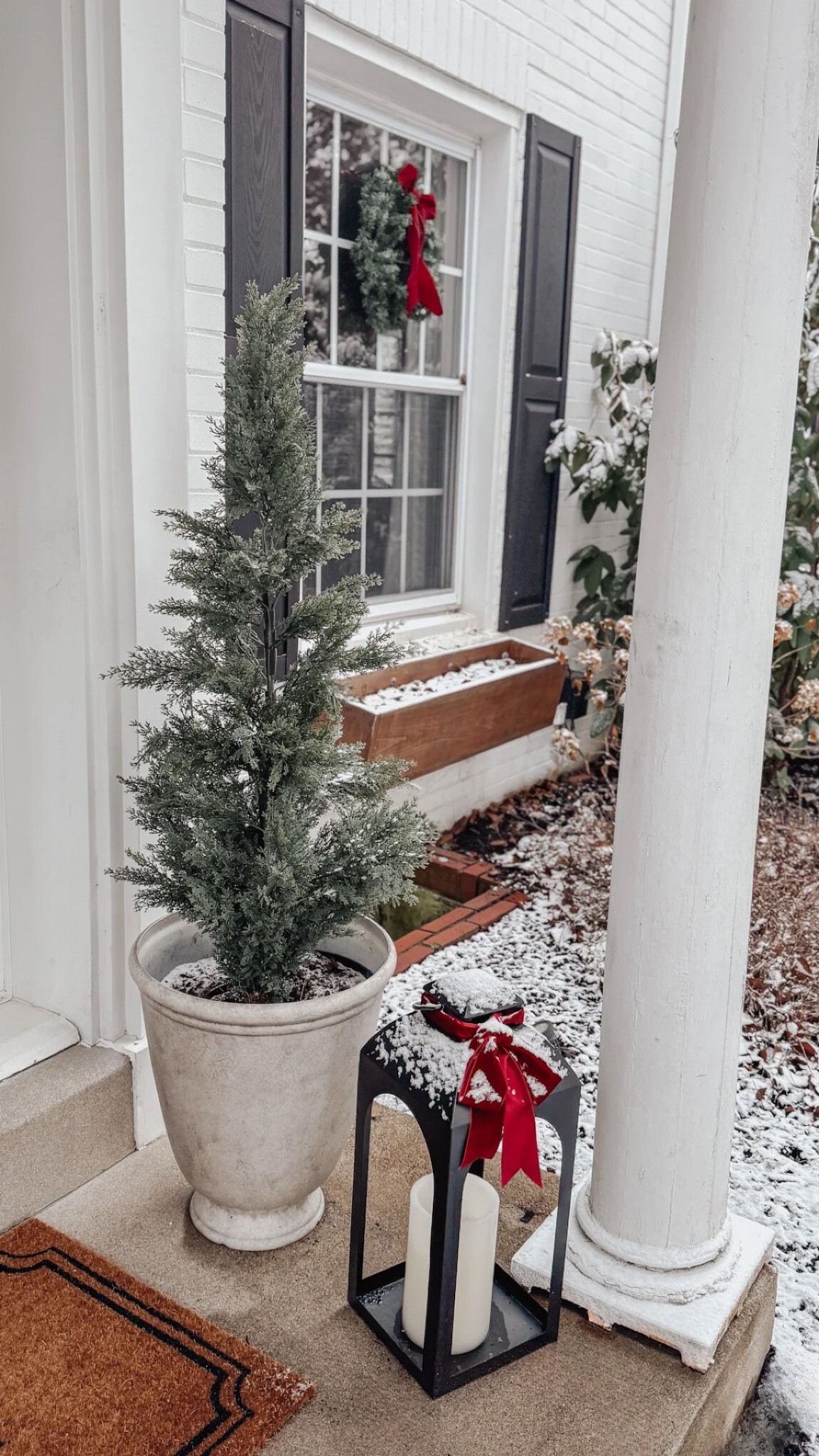 Loving these faux cypress trees for our front porch Christmas decor. Planning to leave them out all winter too. They keep going in & out of stock - as of right now the 4’ tree I have is available ✨ Heart this item to get notices for restocks & sales 🤎

#LTKHoliday #LTKHome