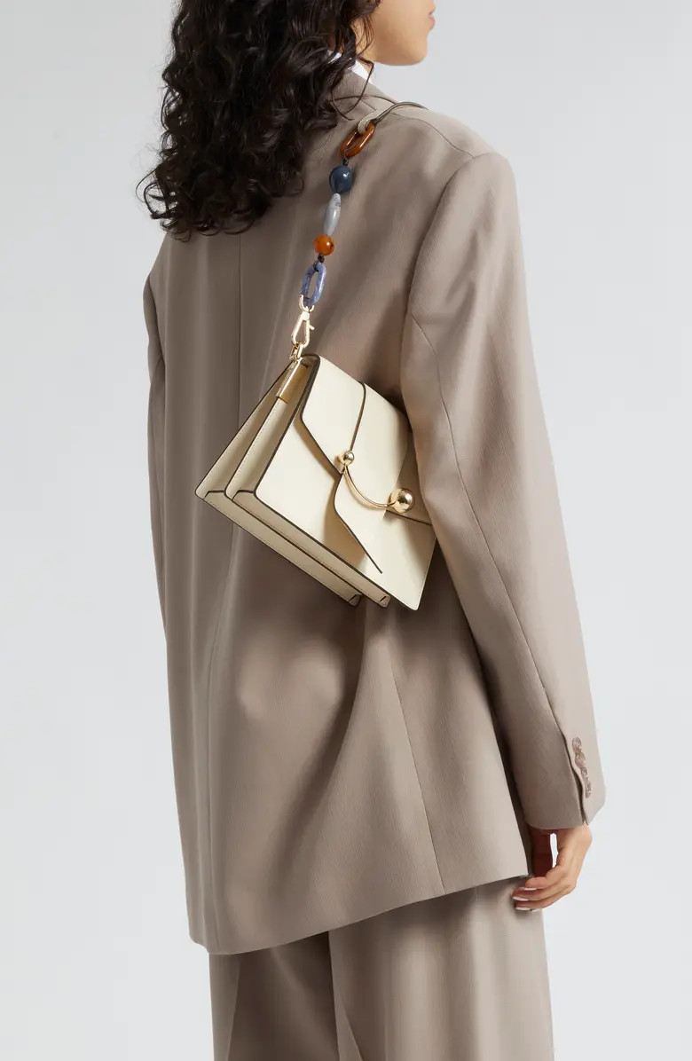 Box Crescent Beaded Strap Leather Shoulder Bag | Nordstrom