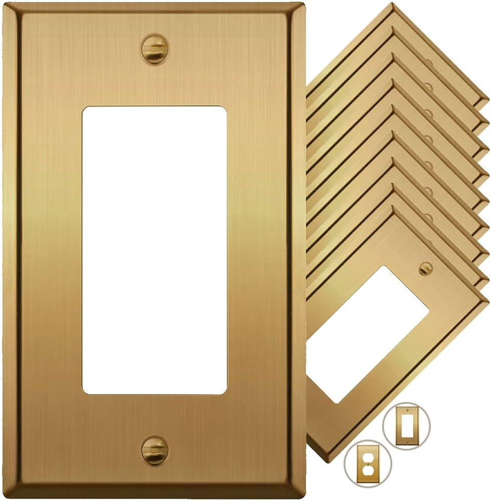 BRASS Metal Gold Light Switch Wall Plate Outlet Cover Wall Plate Single Receptacle Wallplate Rock... | Amazon (US)