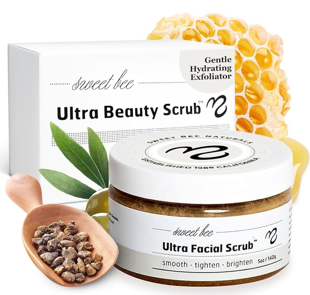 Sweet Bee Naturals Ultra Facial Scrub - Hydrating Face Exfoliator & Gentle Daily Cleanser for Sen... | Amazon (US)