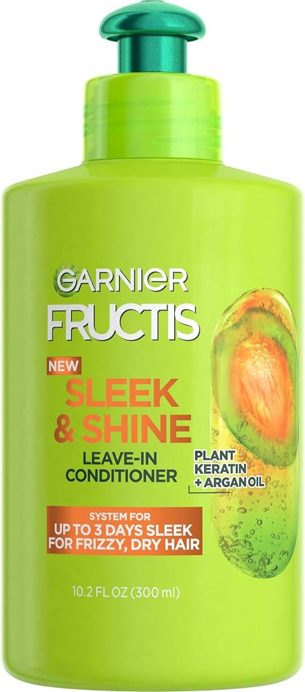 Garnier Fructis Sleek & Shine Leave-In Conditioner Cream, Anti-Frizz Hair Treatment with Plant Ke... | Amazon (US)