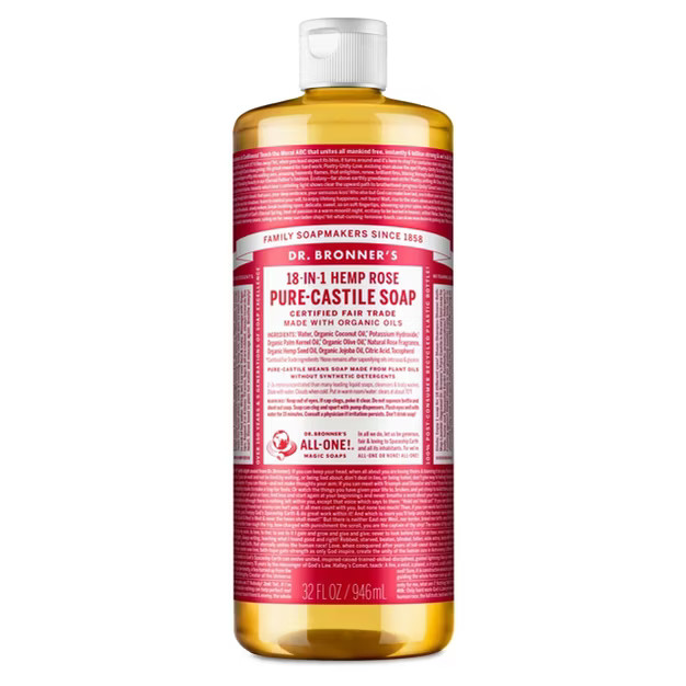 Dr. Bronner's 18-In-1 Hemp Pure-Castile Soap - Rose - 32 fl oz | Target