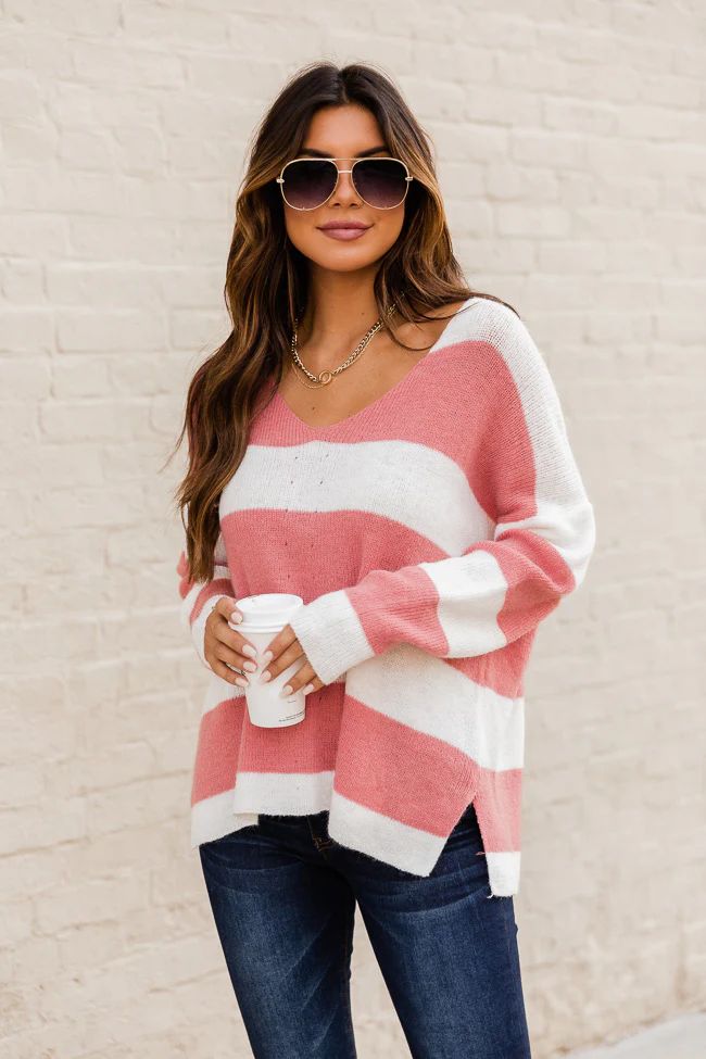 Charade Of Love Striped Terracotta Sweater | The Pink Lily Boutique