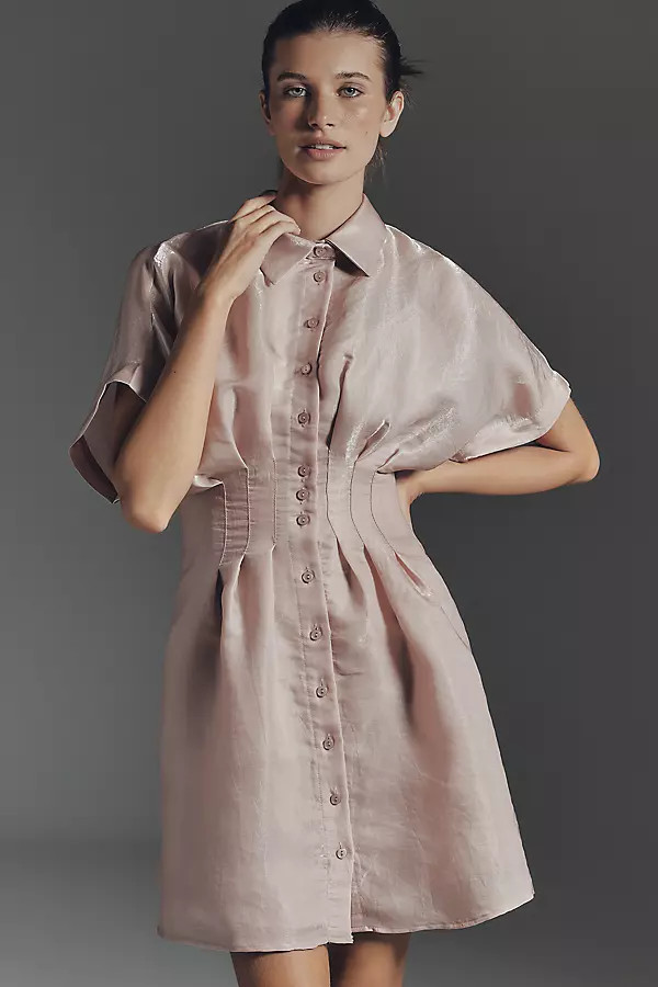 The Tobie Organza Mini Shirt Dress by Exquise | Anthropologie (US)