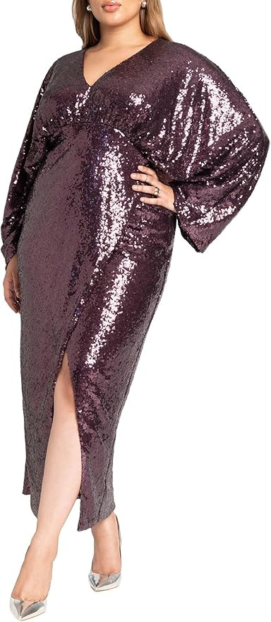 ELOQUII Women's Plus Size Dolman Sleeve Sequin Dress | Amazon (US)