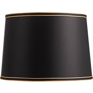 Springcrest Black Medium Drum Lamp Shade with Black and Gold Trim 14" Top x 16" Bottom x 11" High... | Target