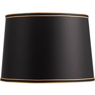 Springcrest Black Medium Drum Lamp Shade with Black and Gold Trim 14" Top x 16" Bottom x 11" High... | Target