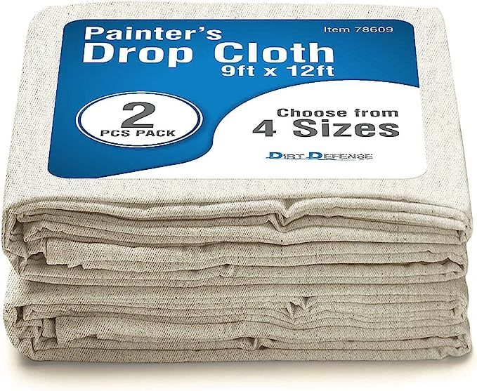 Pack of 2: Canvas Drop Cloth Cotton Tarp 9x12 Large Canvas Tarp for Art Supplies, Drop Cloths for... | Amazon (US)