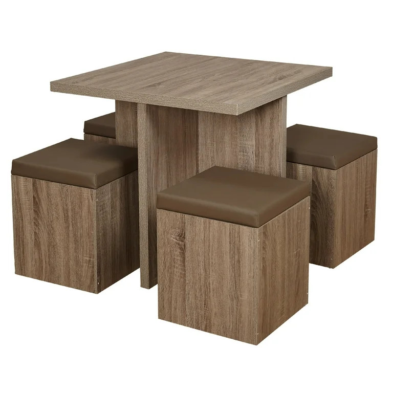Mainstays 5-Piece Dexter Dining Room/Kitchen Set with Storage Ottoman, Multiple Colors | Walmart (US)