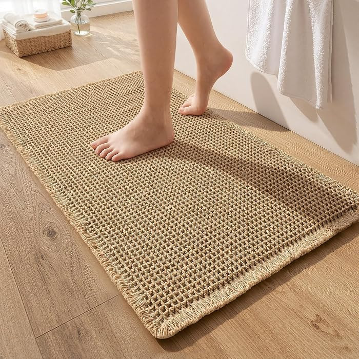 MIULEE Waffle Bathroom Rugs Boho Large Bath Mat 24"x36" Brown | Amazon (US)