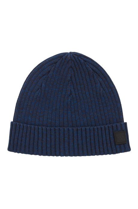 Ribbed beanie hat in a mouliné cotton blend | Hugo Boss NL-BE