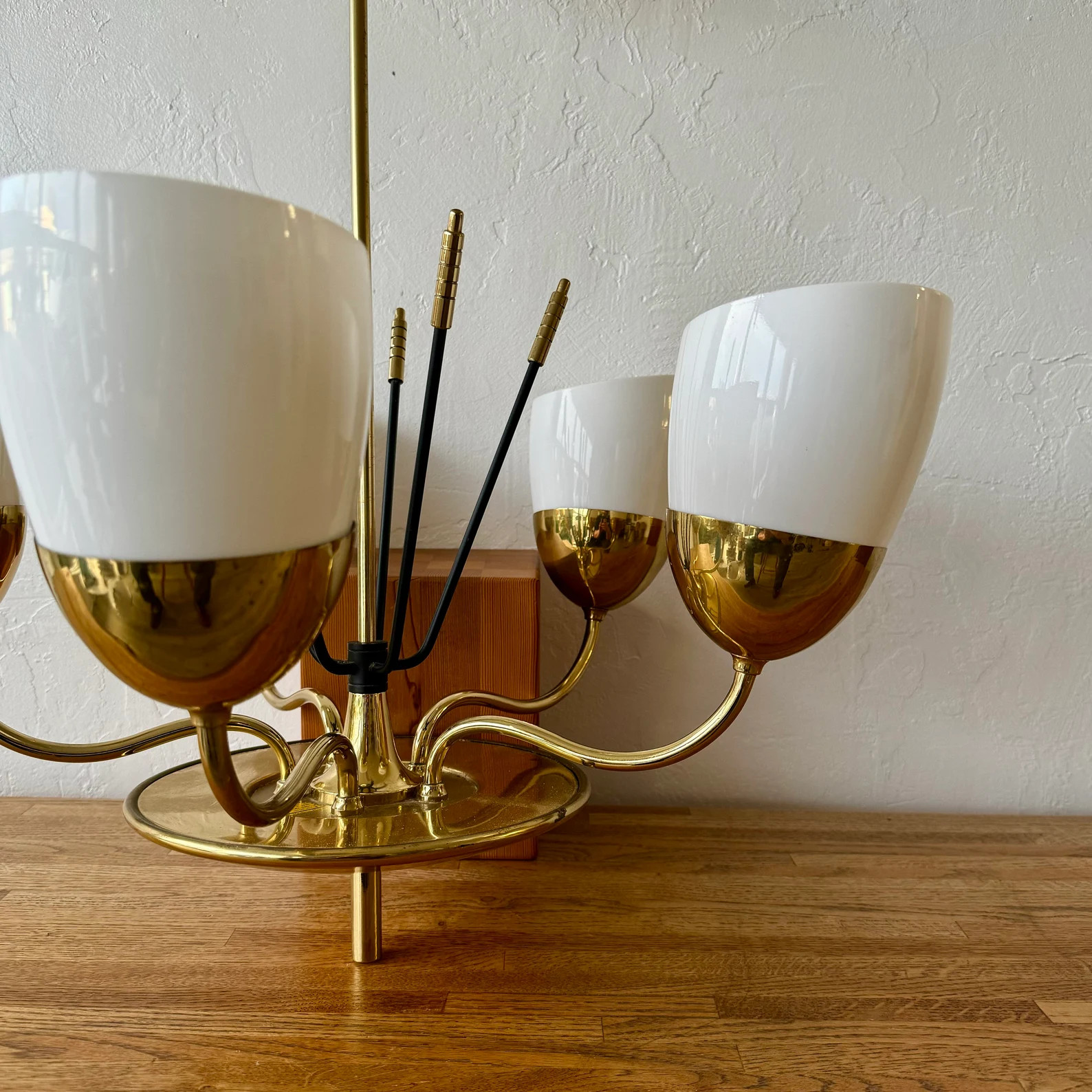 1950s Brass Milk Glass Chandelier Ceiling Fixture - Etsy | Etsy (US)