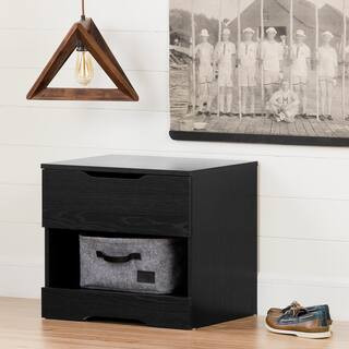Holland 1-Drawer Black Oak Nightstand | The Home Depot