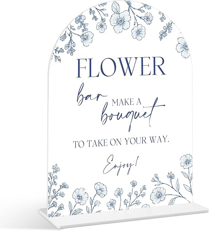 Flower Bar Sign Signs - Something Blue Before I Do Bridal Shower Signs, 1 Pack Arch Acrylic Sign ... | Amazon (US)