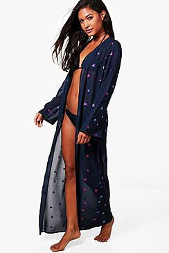 Mesh Superstar Maxi Beach Kimono | Boohoo.com (US & CA)
