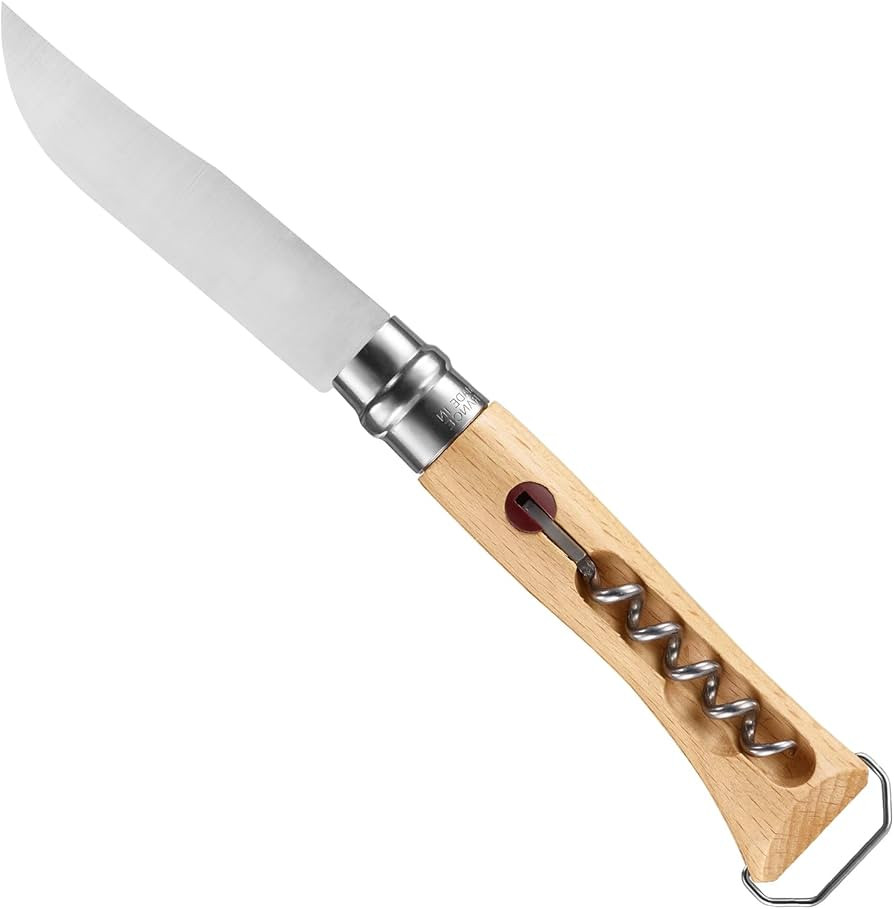 Opinel No. 10 Stainless Steel Corkscrew Wine and Cheese Folding Knife, Integrated Corkscrew + Bot... | Amazon (US)