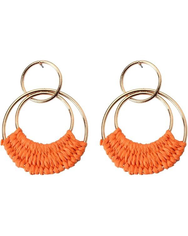 Statement Earrings for Women Bohemian Ratten Round Earrings for Woman Geometric Fashion Earrings ... | Amazon (CA)