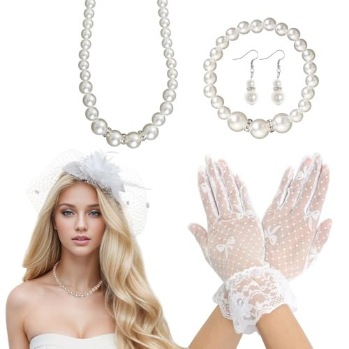 Heliltd 5Pcs Fascinators for Women Tea Party Fascinator Hat for Women Veil Tea Party Hats and Gloves Set | Amazon (US)