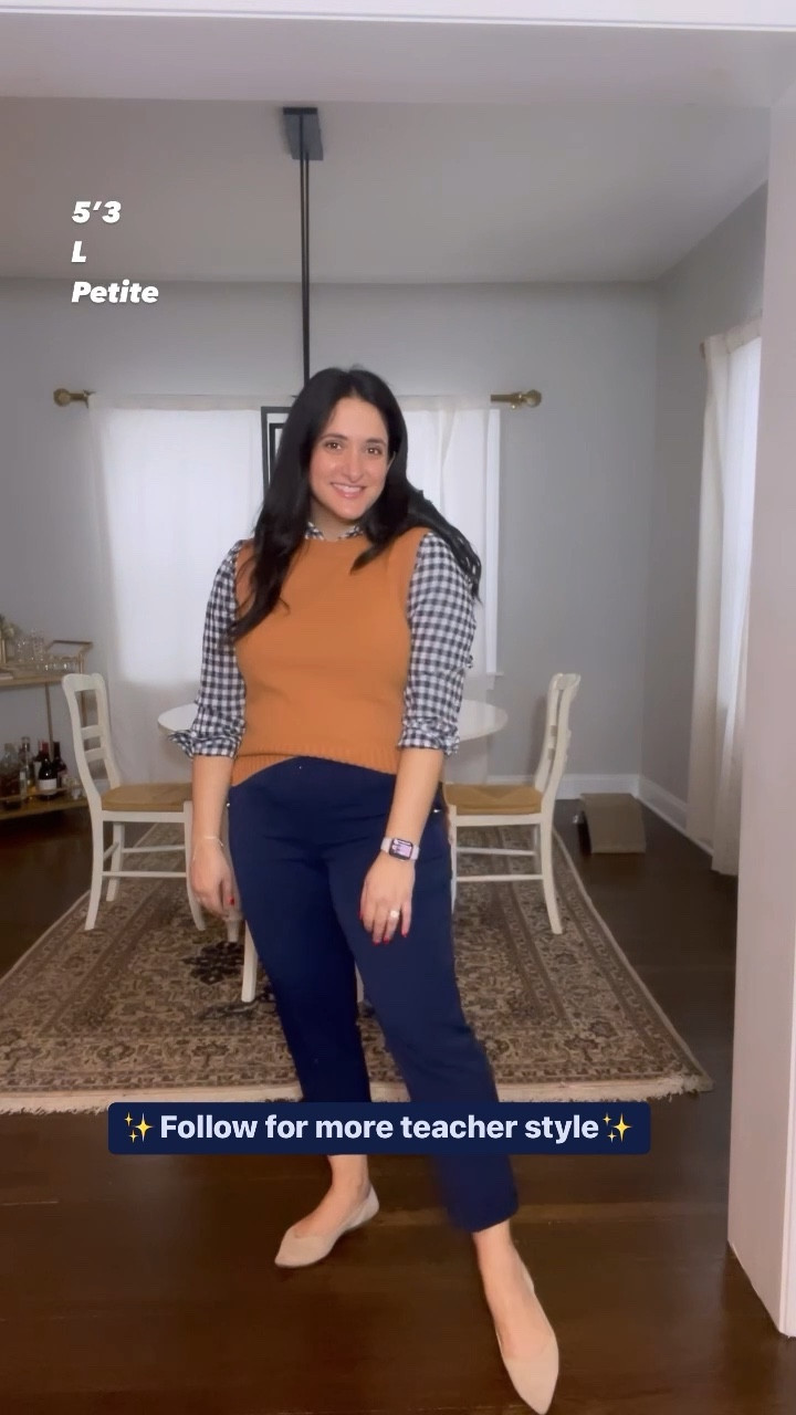 Today’s look is a personal favorite of mine. I can’t resist the preppy vibes 🎀and you already know that gingham is one of my favorite prints! I’ve actually owned this shirt for years and I feel like it is so timeless. I wear it ALL THE TIME. I love how it looks paired with this classic Amazon vest! 🫶

#LTKworkwear #LTKstyletip #LTKcurves