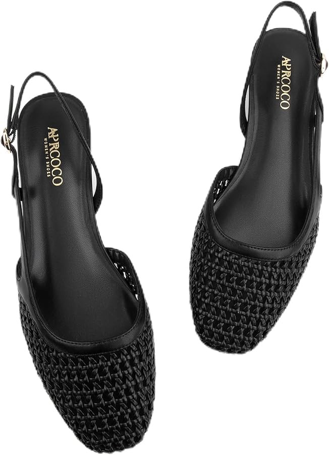 Slingback Flats for Women 2.0 Square Toe Two Toned Flats Wedding Shoes Low Heel Shoes for Women | Amazon (US)