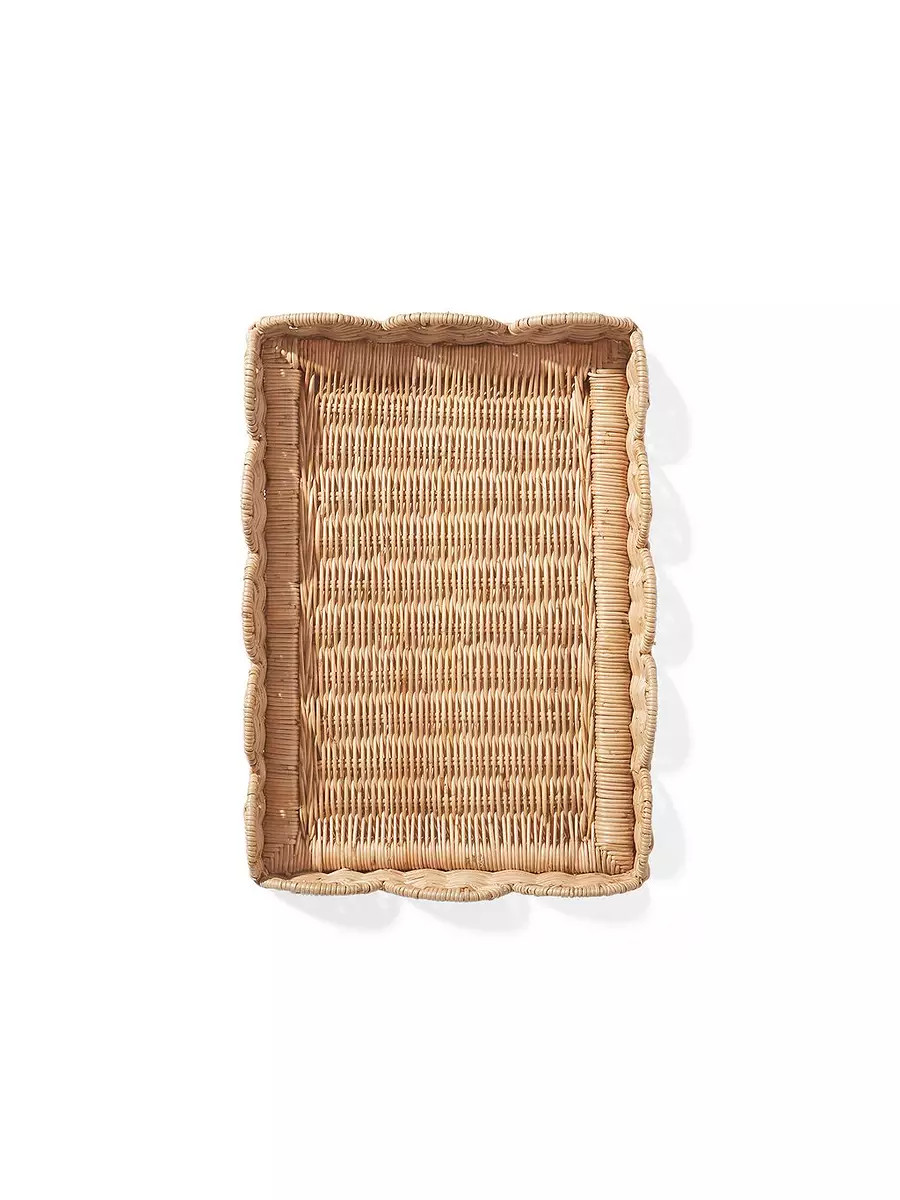 Scallop Rattan Tray | Serena and Lily