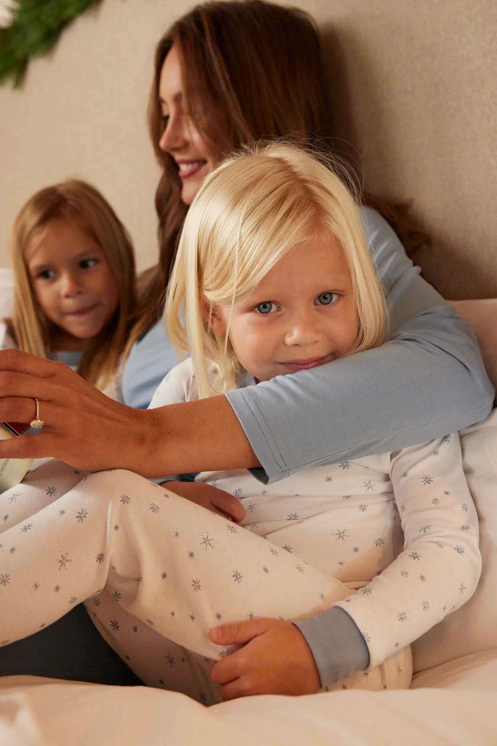 Kids Long-Long Set in Blue Snowflake | Lake Pajamas