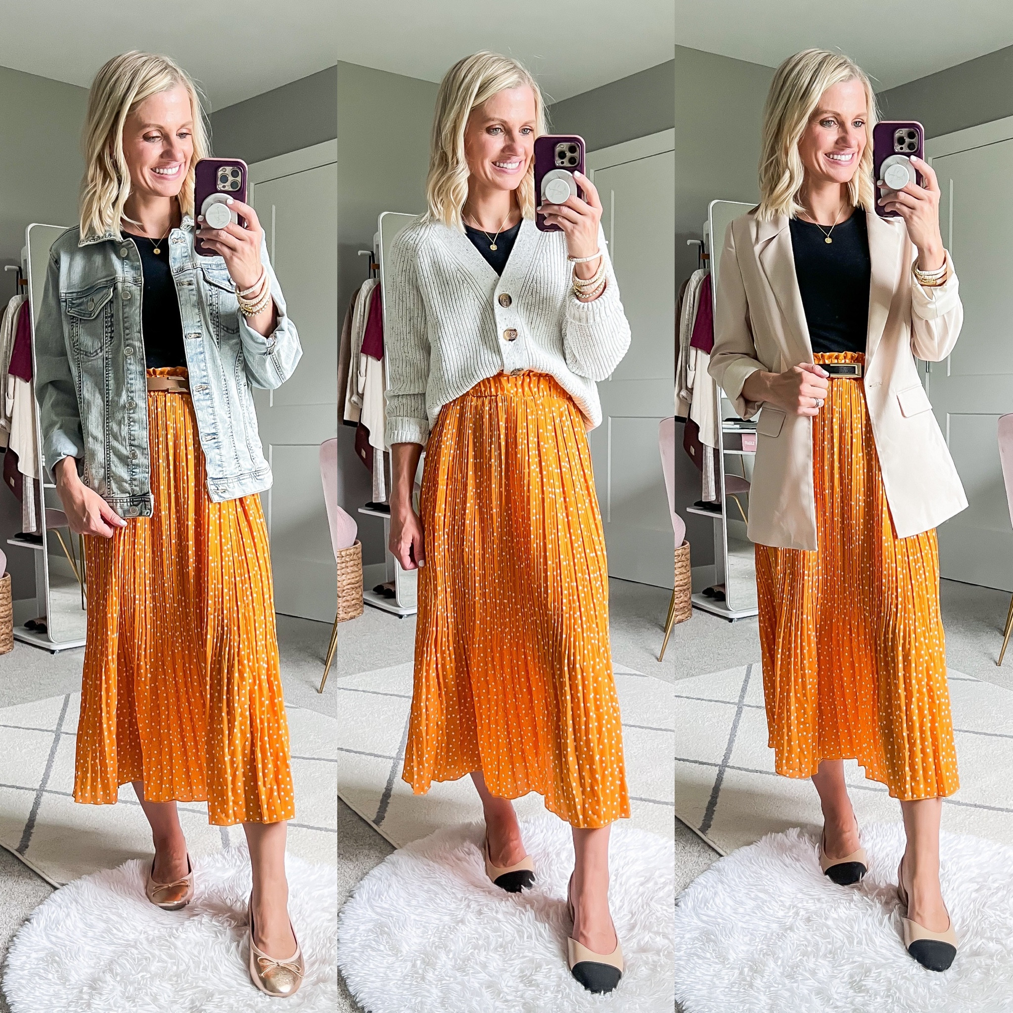 Teacher capsule wardrobe outfits
Top (linked similar) || jacket- small || cardigan- xs || blazer- xs || skirt- small 

#LTKFindsUnder50 #LTKStyleTip #LTKWorkwear