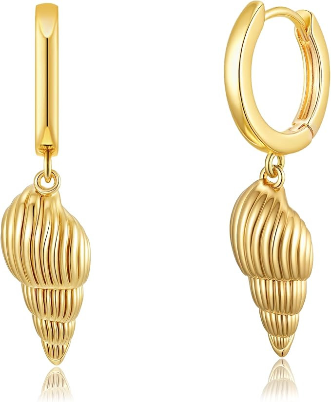 SANNYRA Huggie Earrings for Women - 14K Gold Plated Beach Sea Drop Dangle Earrings - Starfish But... | Amazon (US)