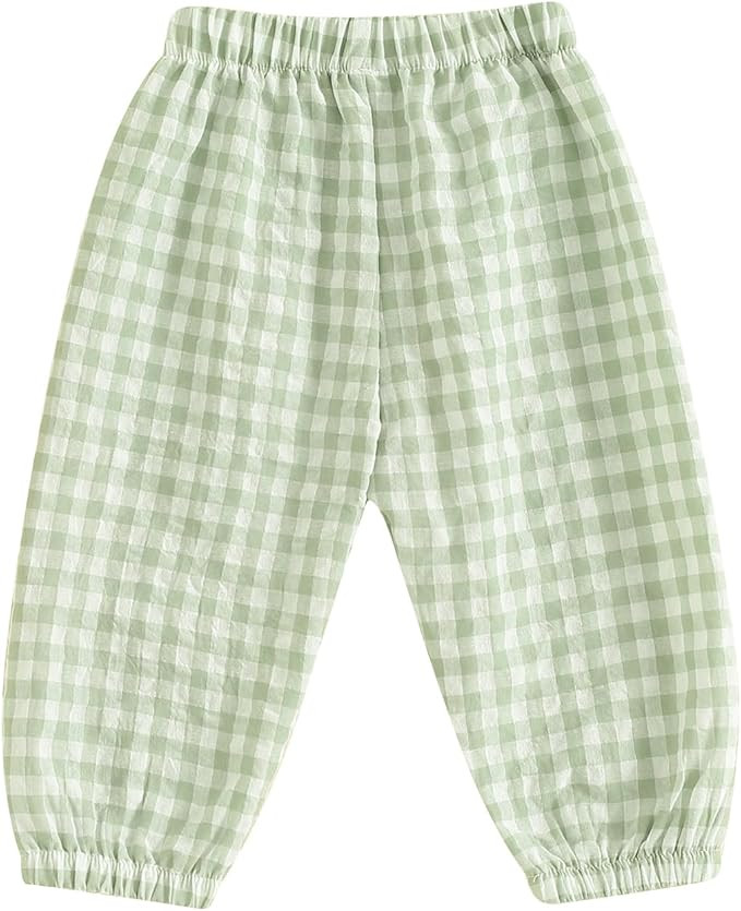 Kids Toddler Boys Girls Gingham Pants Elastic Waist Plaid Loose Baggy Trousers Casual Spring Fall... | Amazon (US)